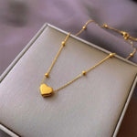 Beaded Heart Gold Love Link Pendant Necklace