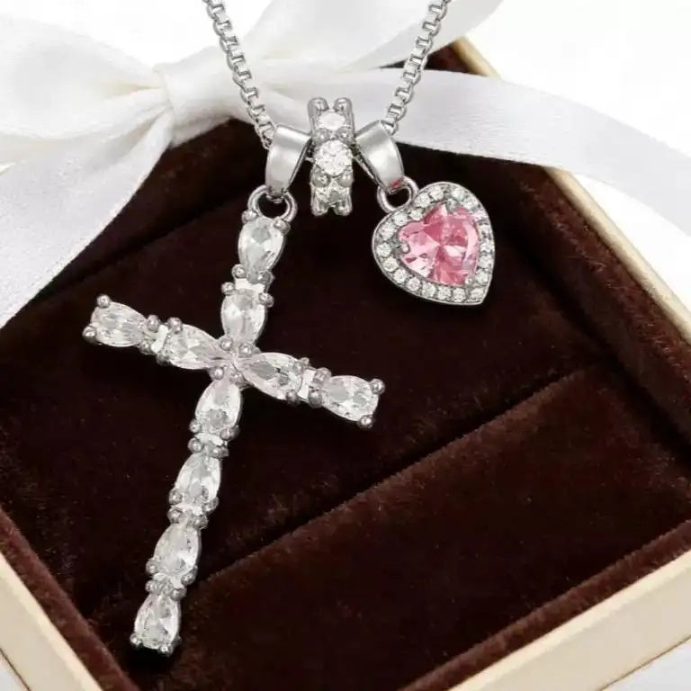 Best Selling Crystal Cross Heart Necklace