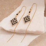 Black and White Crystal Rhombus Earrings