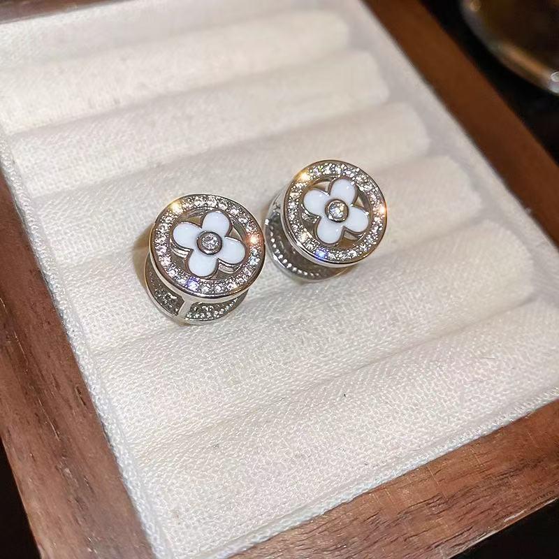 Black and White Double-Sided Round Stud Earrings