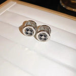Black and White Double-Sided Round Stud Earrings