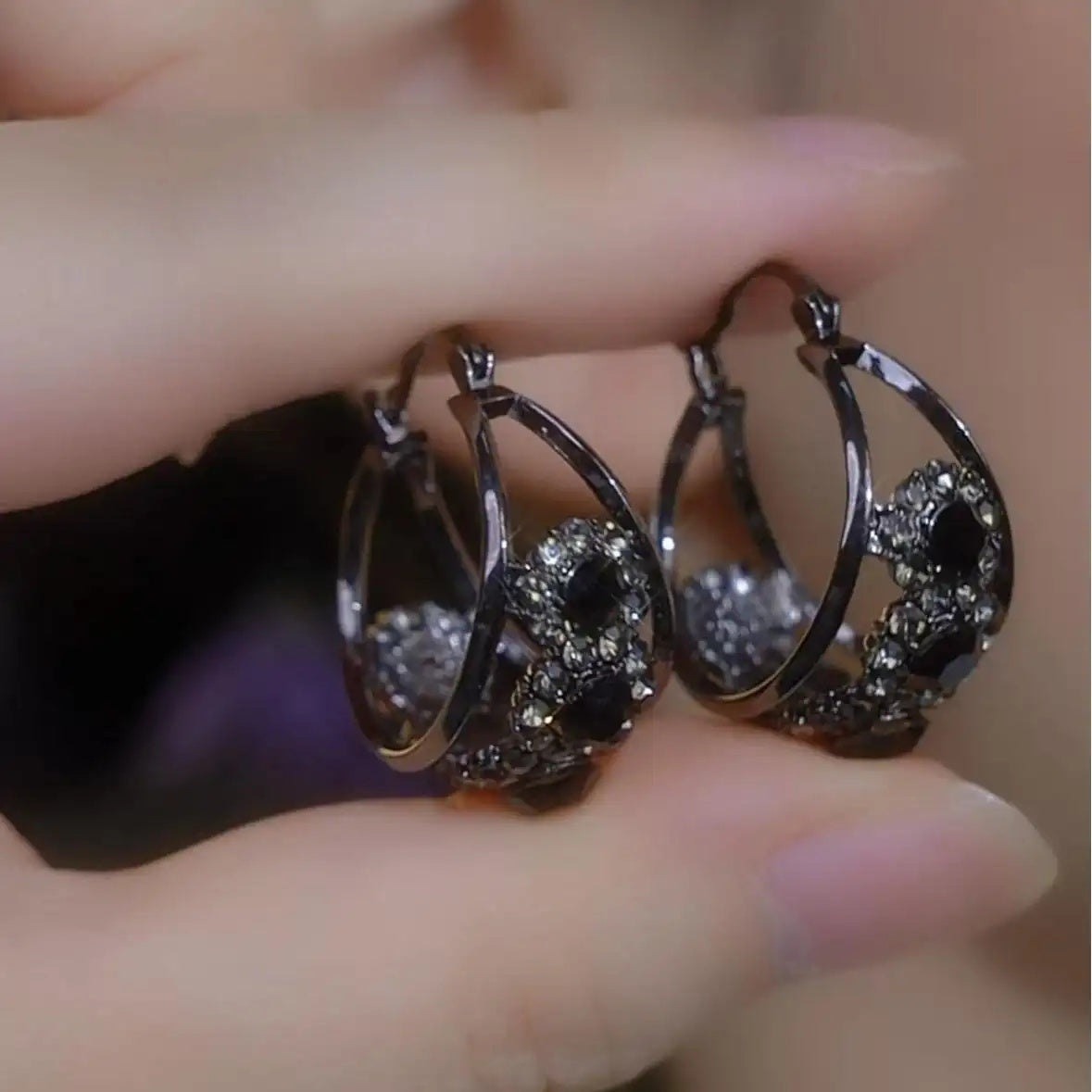 Black Basket Earrings