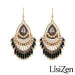 Black Bohemian Crystal Chandelier Earrings