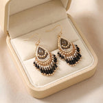 Black Bohemian Crystal Chandelier Earrings