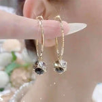 Black Crystal Chain Drop Earrings