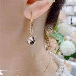 Black Crystal Chain Drop Earrings