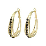 Black Crystal Oval Hoop Earrings