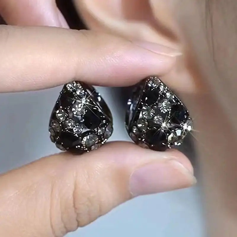 Black Crystal Stud Earrings