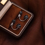 Black Crystal Two-Way Wear Needle Earrings