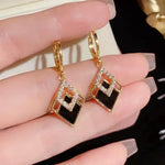 Black Double Rhombus Hoop Earrings