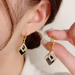 Black Double Rhombus Hoop Earrings