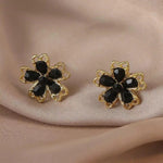 Black Flower Stud Earrings