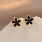 Black Flower Stud Earrings