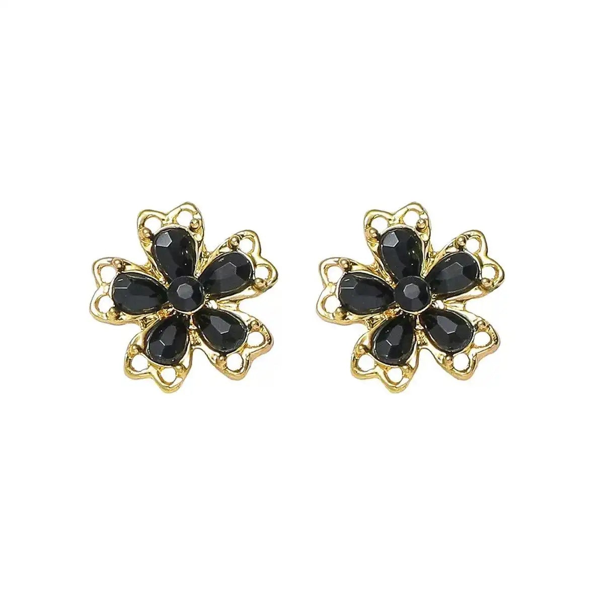 Black Flower Stud Earrings