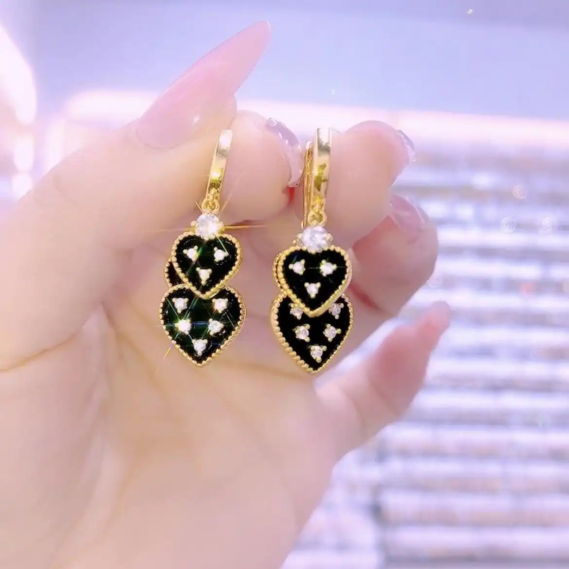 Black Heart Clip-On Earrings