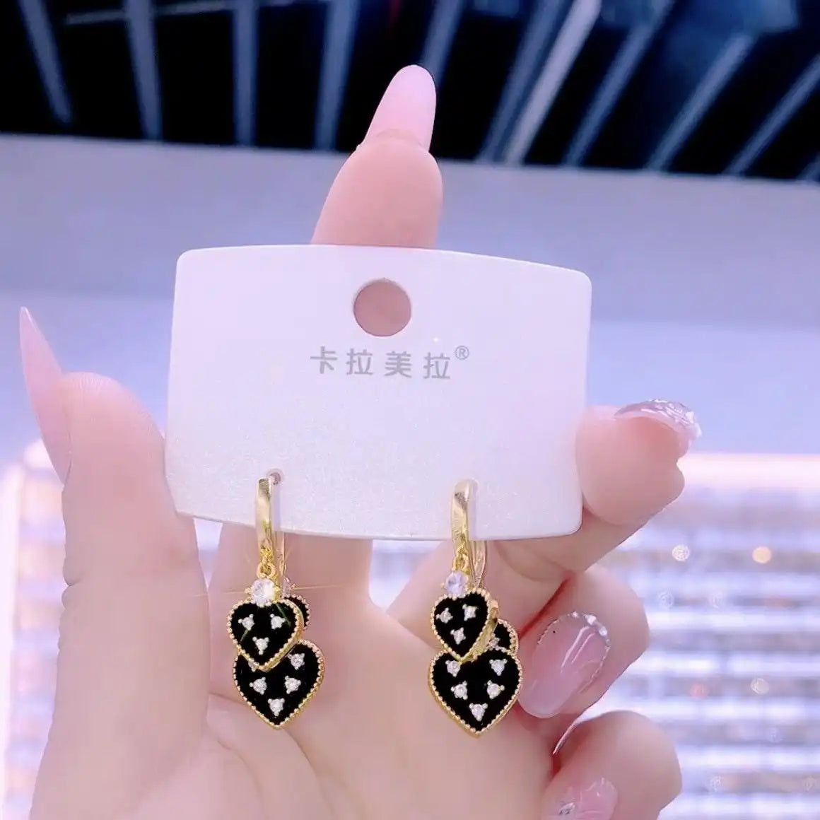 Black Heart Clip-On Earrings
