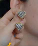 Black Heart Crystal Geometric Stud Earrings