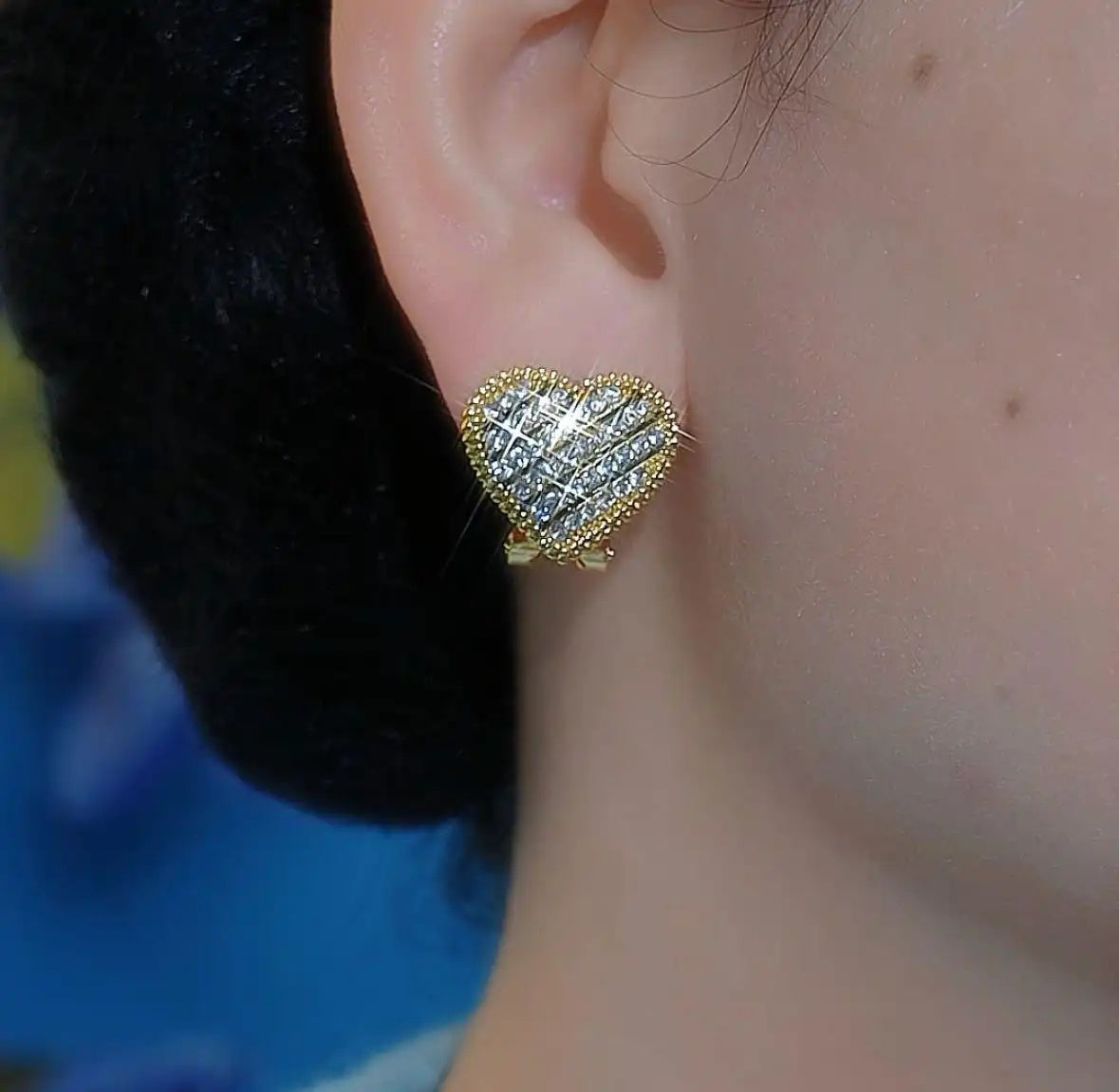 Black Heart Crystal Geometric Stud Earrings