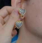 Black Heart Crystal Geometric Stud Earrings