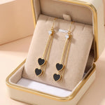 Black Heart Long Tassel Ear Drop Earrings