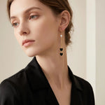 Black Heart Long Tassel Ear Drop Earrings