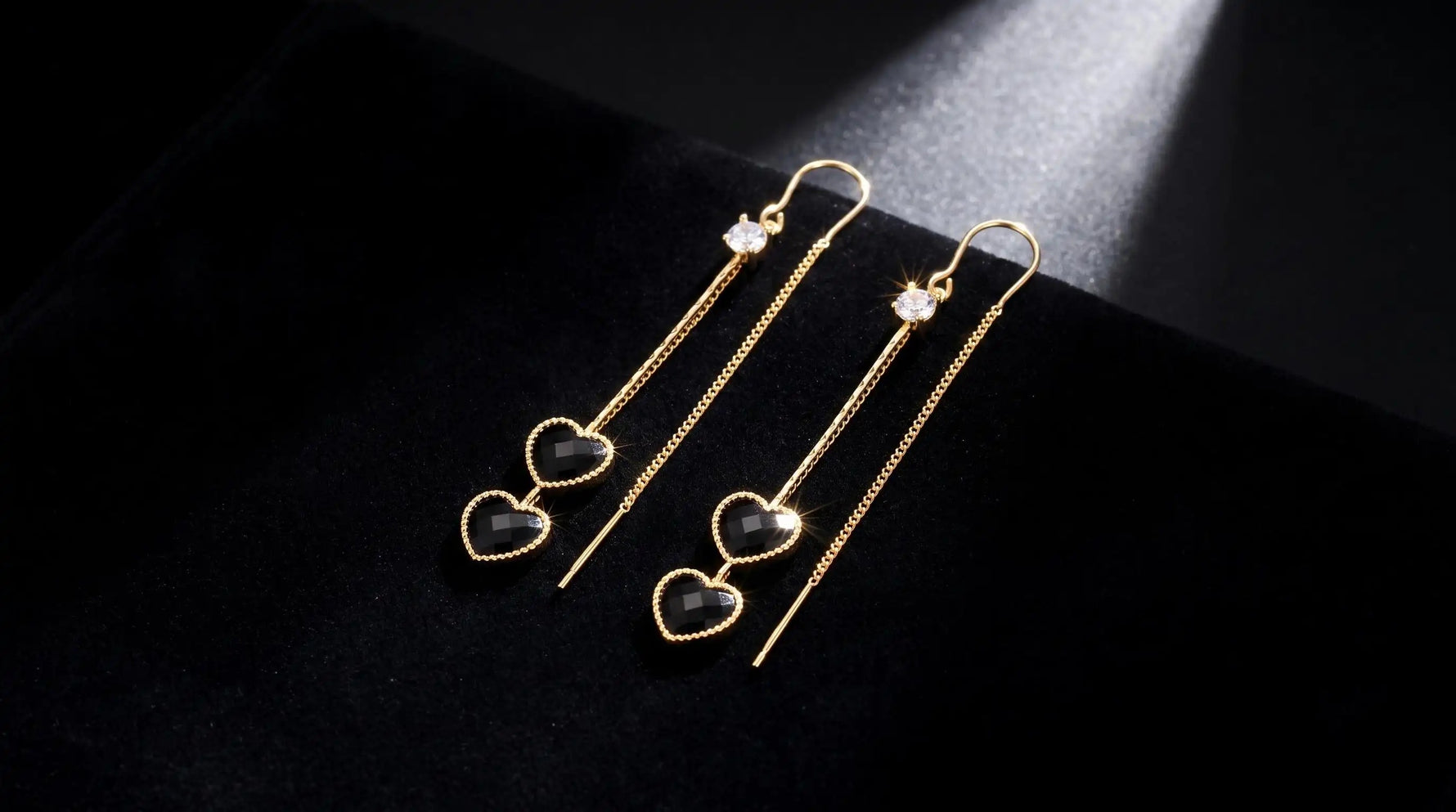 Black Heart Long Tassel Ear Drop Earrings