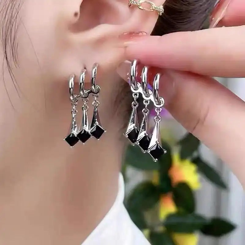 Black Minimalist Stud Earrings