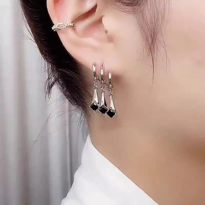 Black Minimalist Stud Earrings