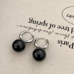Black Pearl Hoop Earrings