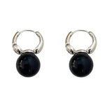Black Pearl Hoop Earrings