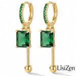 Black Square Crystal Hoop Earrings