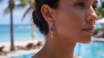 Black Square Crystal Hoop Earrings