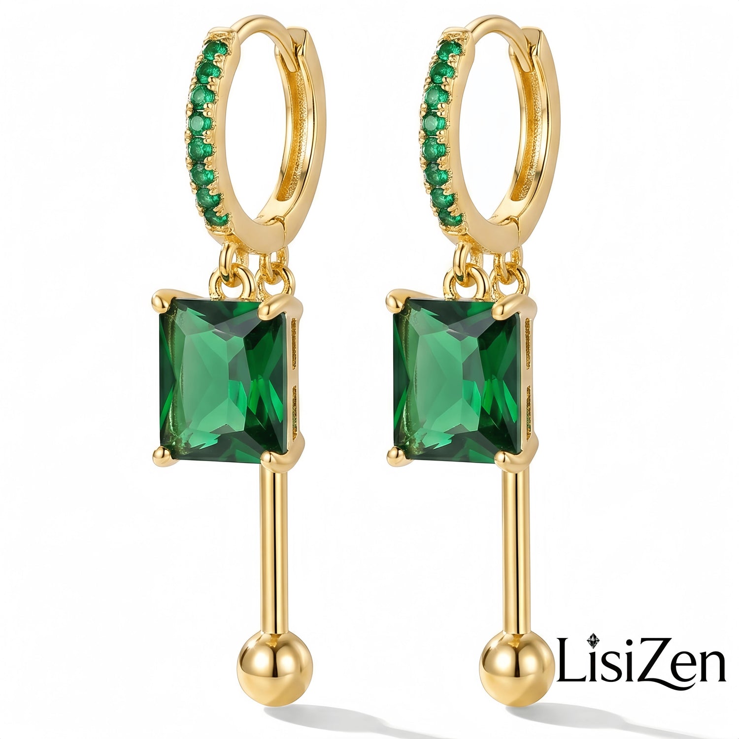 Black Square Crystal Hoop Earrings