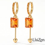 Black Square Crystal Hoop Earrings