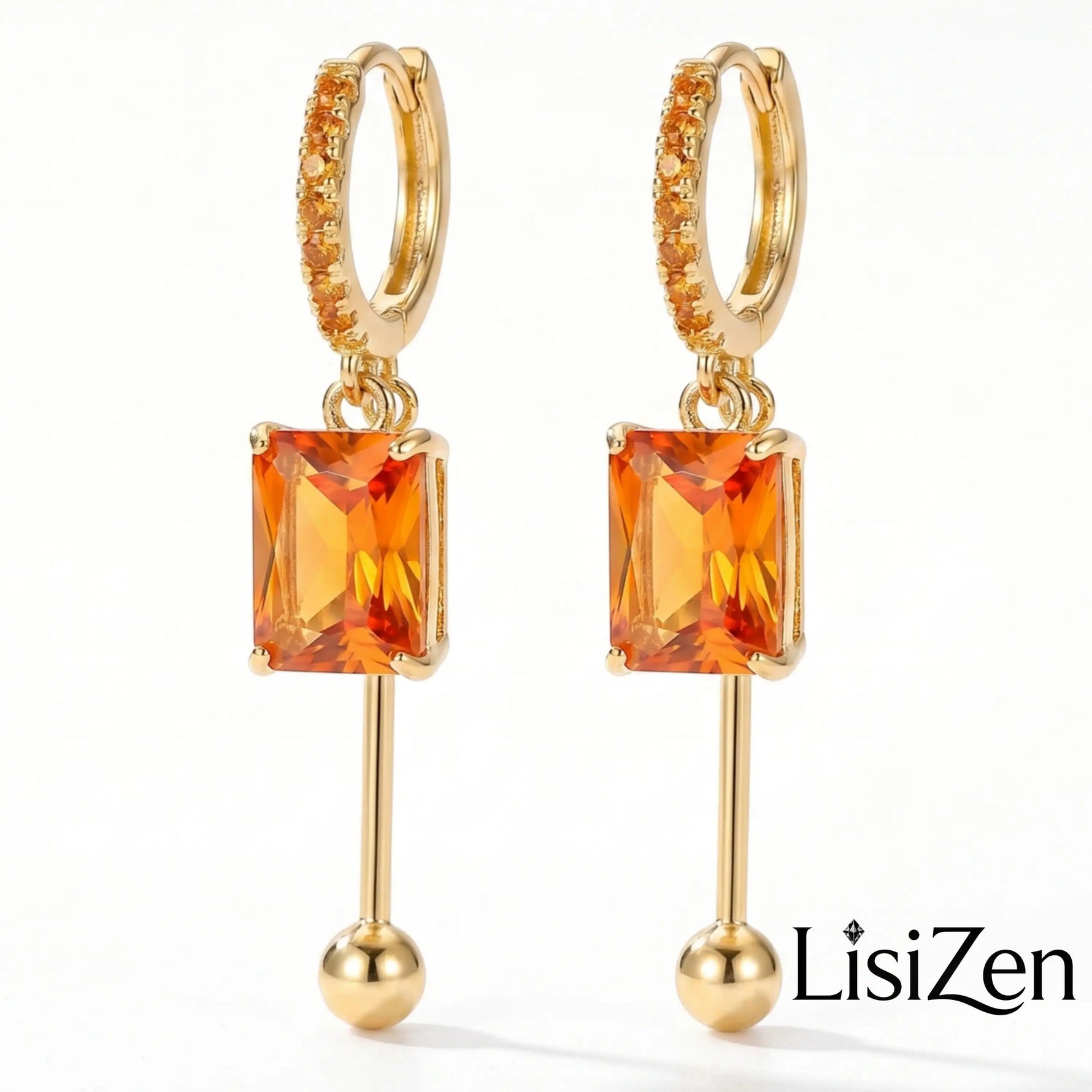 Black Square Crystal Hoop Earrings