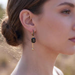 Black Square Crystal Hoop Earrings