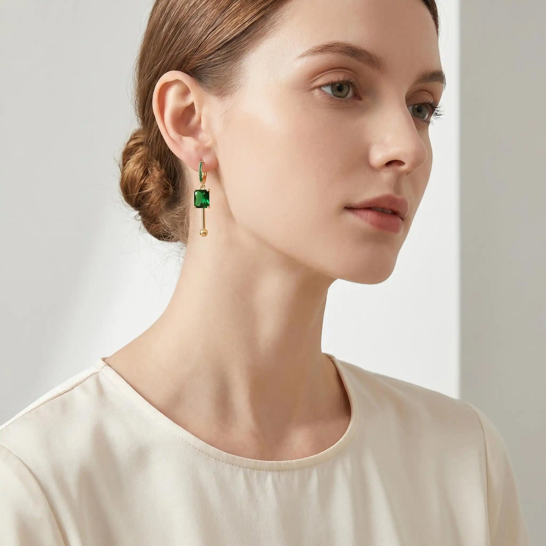 Black Square Crystal Hoop Earrings