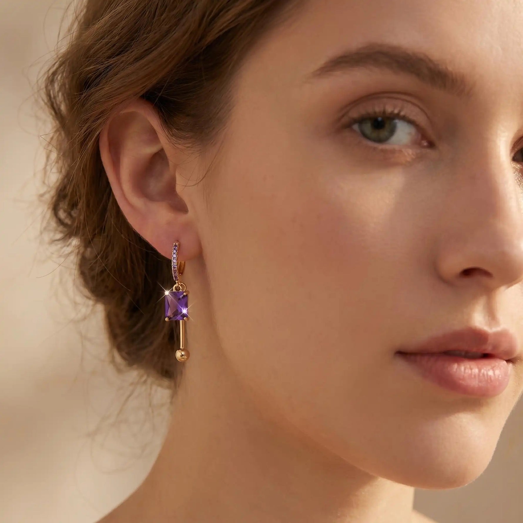 Black Square Crystal Hoop Earrings