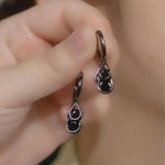 Black Teardrop Drop Earrings