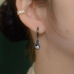 Black Teardrop Drop Earrings