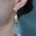 Black White Geometric Rectangle Hoop Earrings