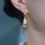 Black White Geometric Rectangle Hoop Earrings