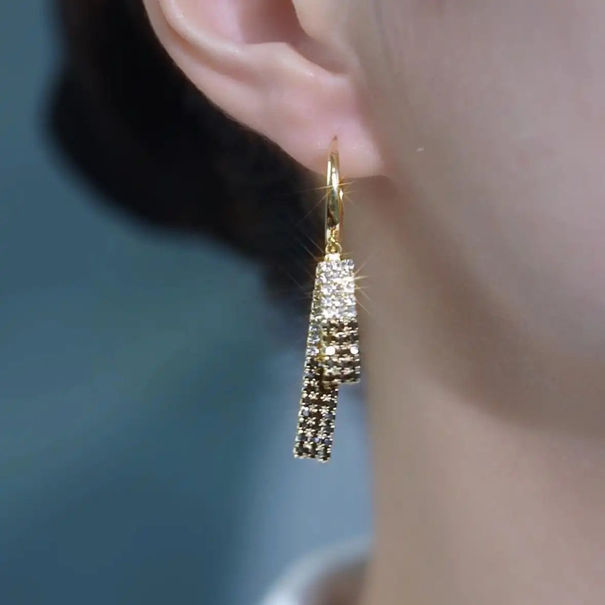 Black White Geometric Rectangle Hoop Earrings