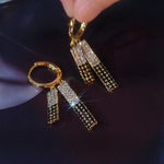 Black White Geometric Rectangle Hoop Earrings