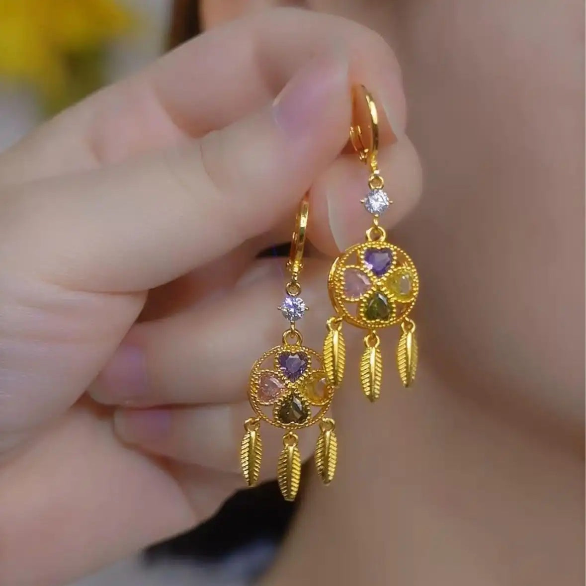 Bloom-Shape Crystal Earrings