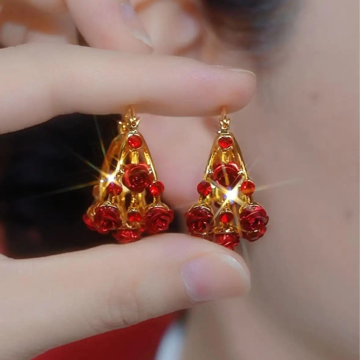 Blooming Rose Hoop Earrings