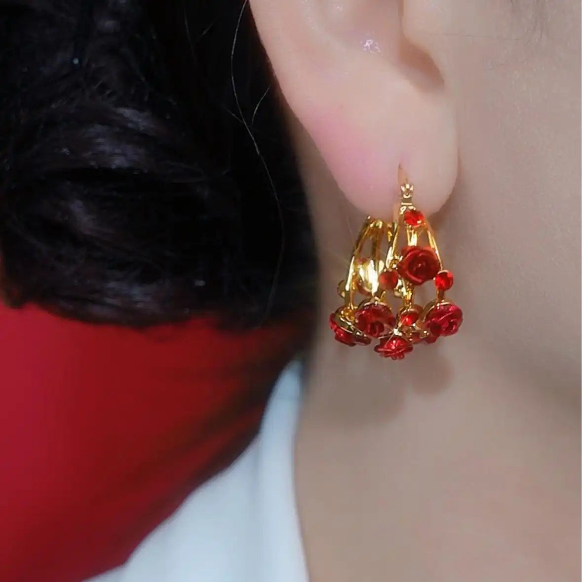 Blooming Rose Hoop Earrings