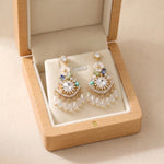 Blue Bohemian Crystal Chandelier Earrings