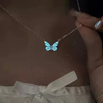 Blue Butterfly Pendant Necklace