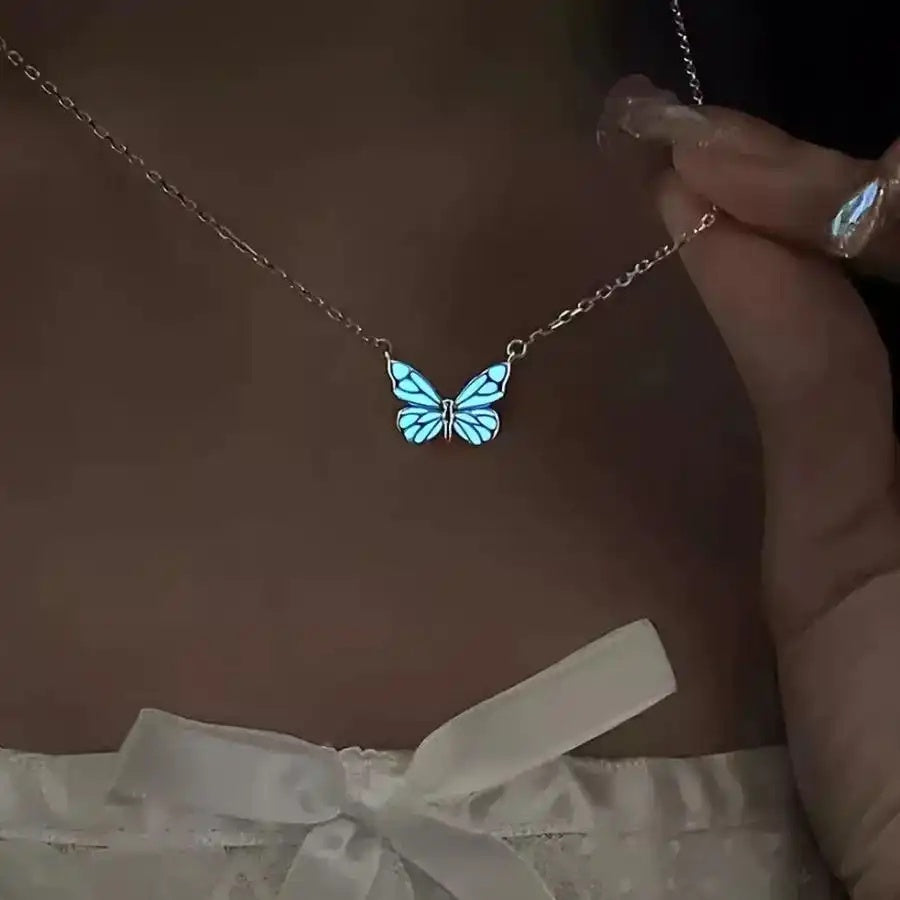 Blue Butterfly Pendant Necklace